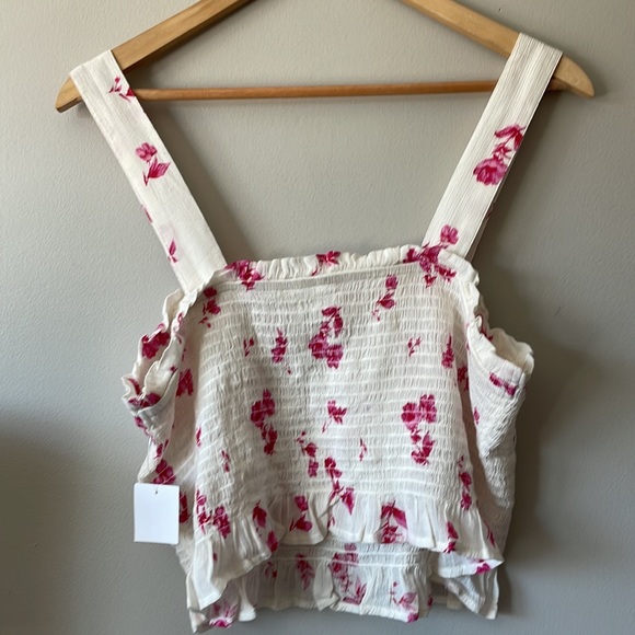 BP Smocked Floral Cottage Cropped Ruffle Top - Picture 6 of 9